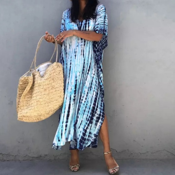 Other - Sky Tie Dye Kaftan Kimono Coverup Dress